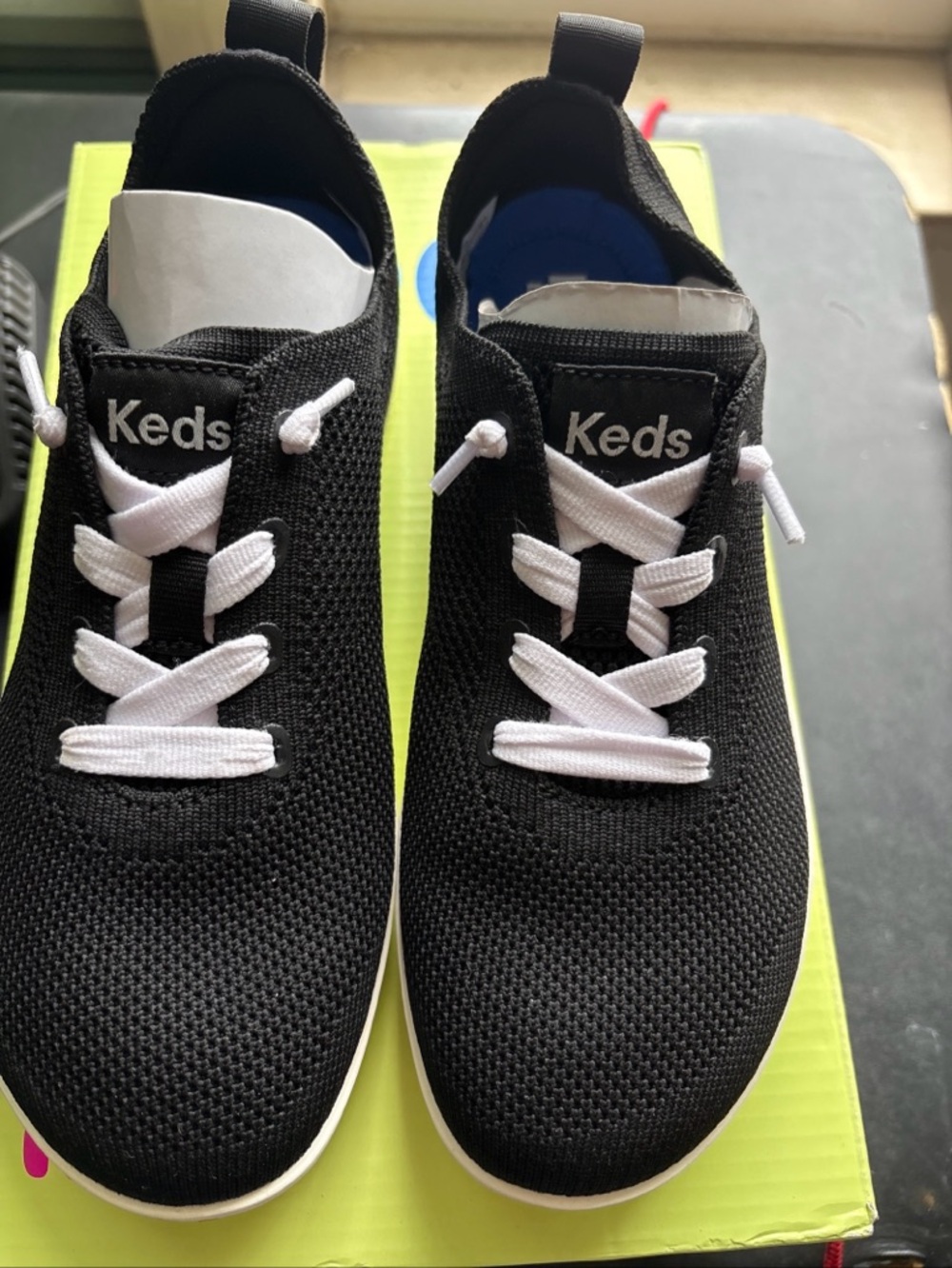 Keds Bliss Move Black and White Engineer Knit Slip On Tennis Shoes Size 6.5